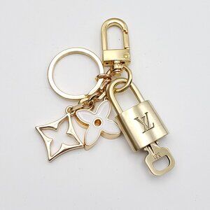 Authentic Louis Vuitton Lock & Key with Unbranded Flower Charm, Keychain